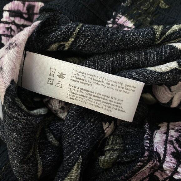 Three Dots Wide Leg Pants Womens XL Blue Floral Baggy Gauze Romantic Cottagecore - Picture 12 of 13